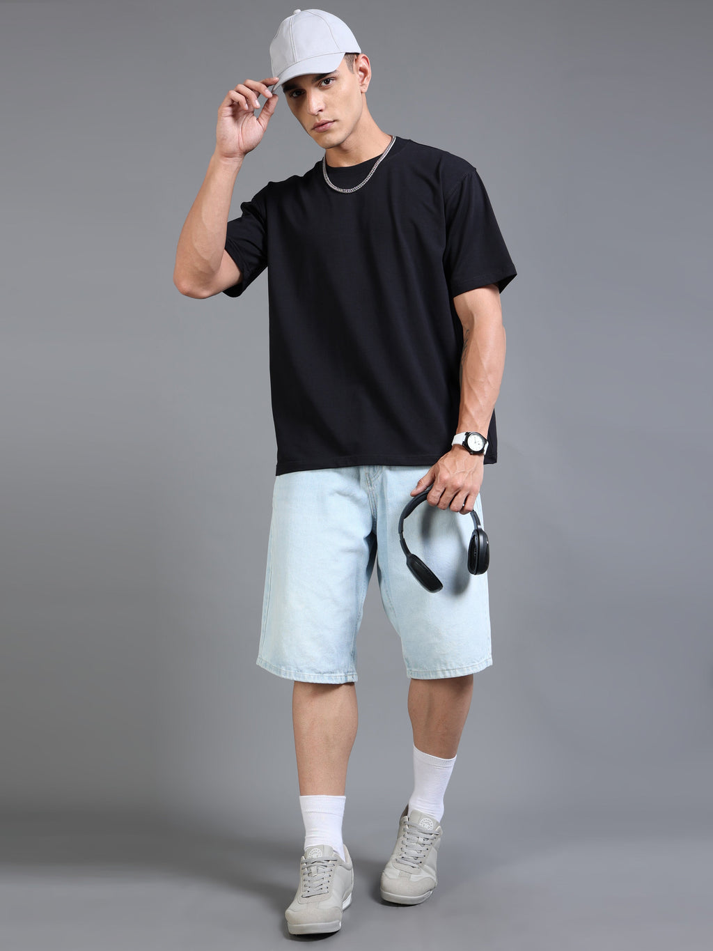 Essential Oversized Tee – Black (Cotton-Lycra Blend)
