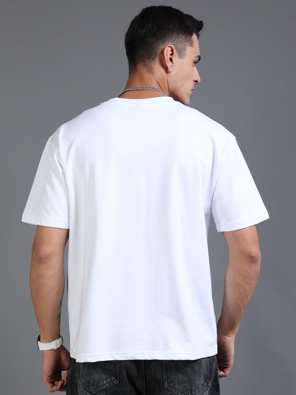 Essential Oversized Tee – White (Cotton-Lycra Blend)