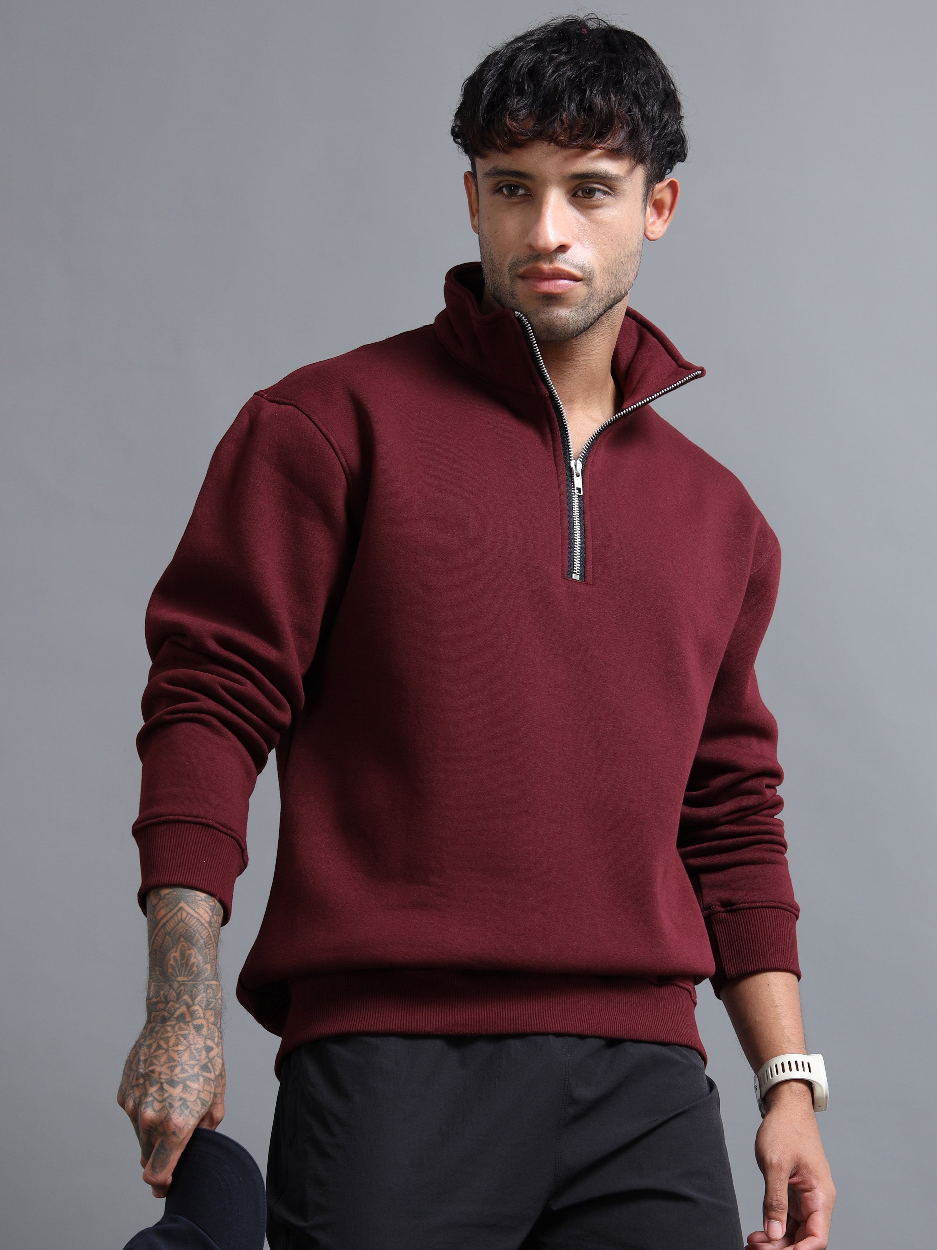 EASE ZIPPER SWEATSHIRT (MAROON)