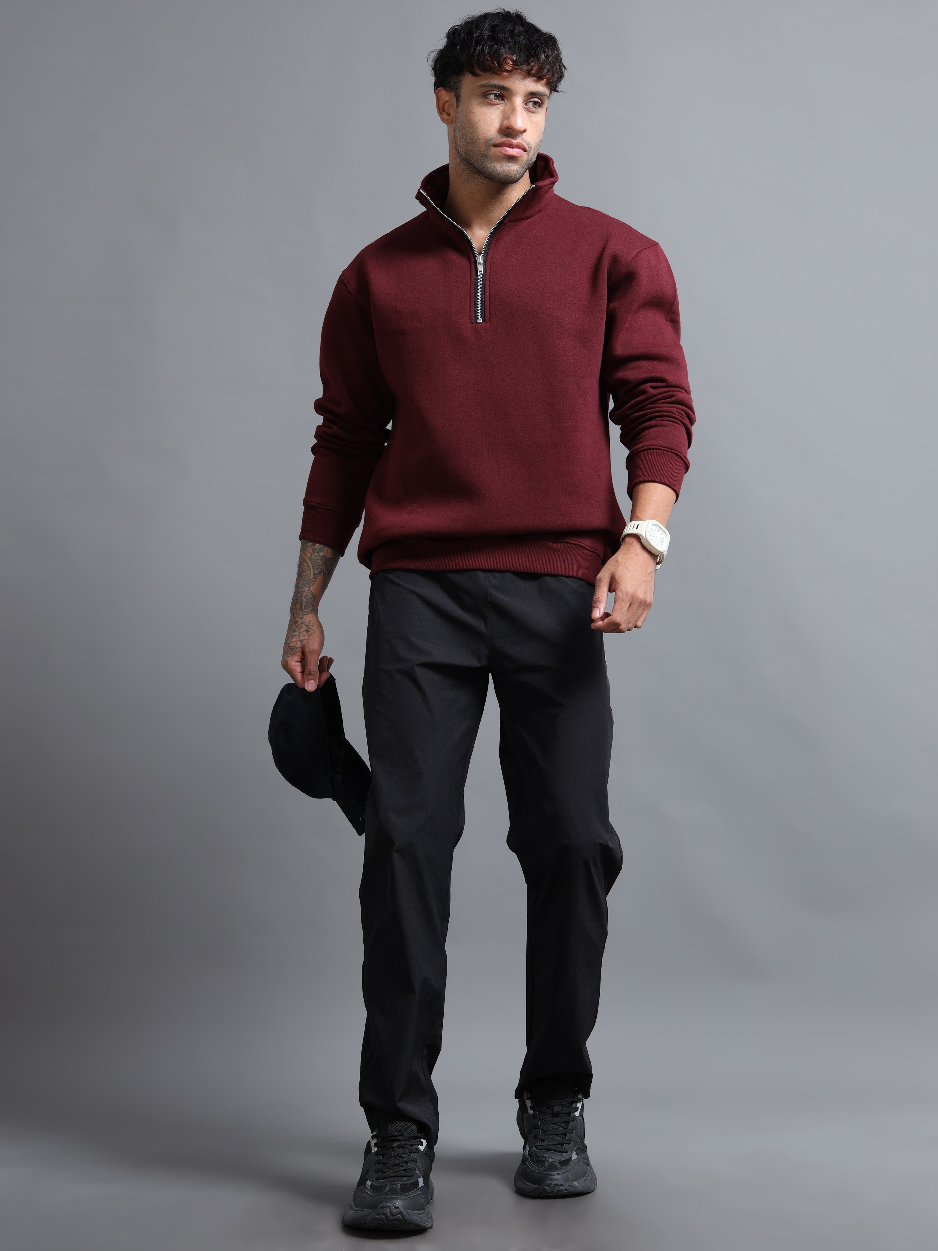 EASE ZIPPER SWEATSHIRT (MAROON)