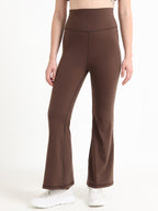 FLOW BROWN HIGH WAIST FLARED LEGGINGS