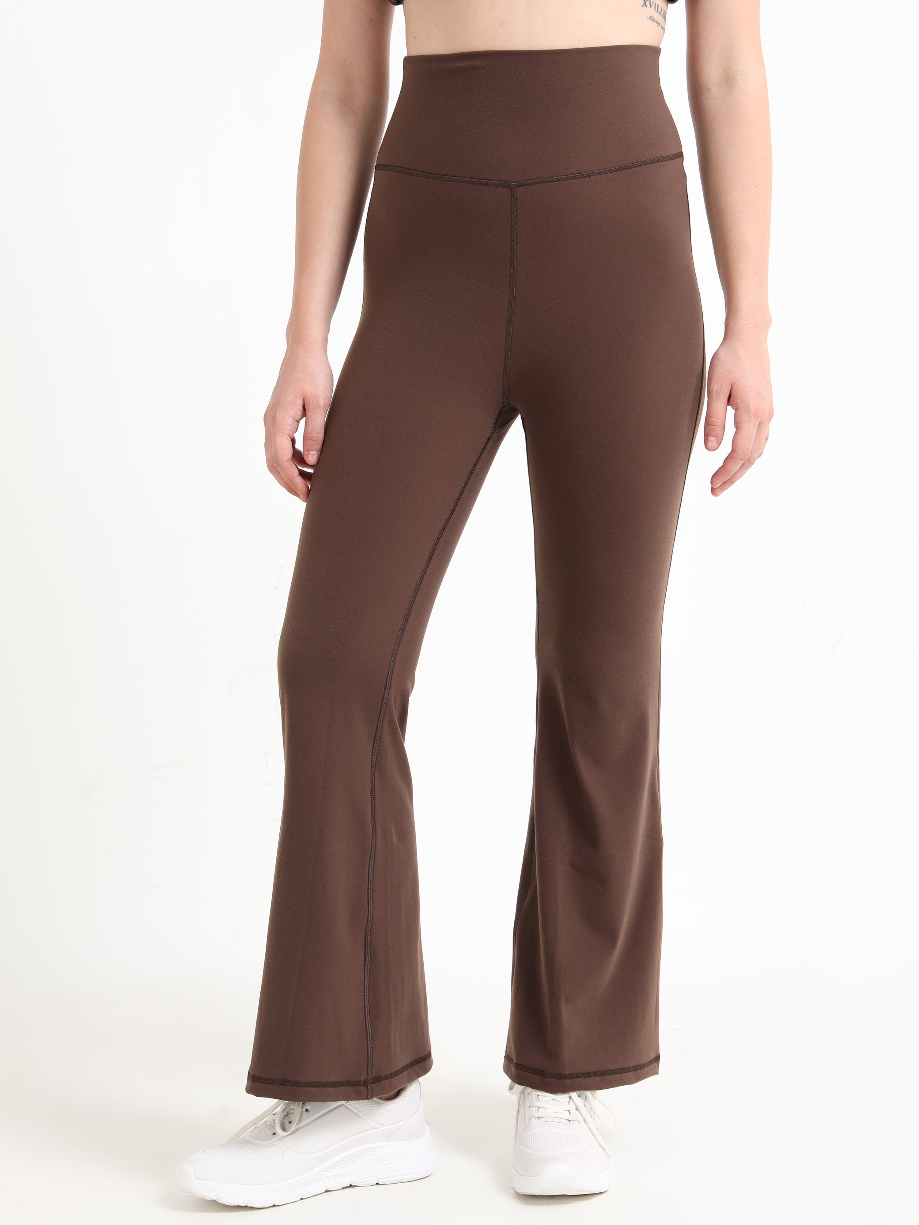 FLOW BROWN HIGH WAIST FLARED LEGGINGS