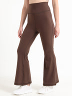FLOW BROWN HIGH WAIST FLARED LEGGINGS