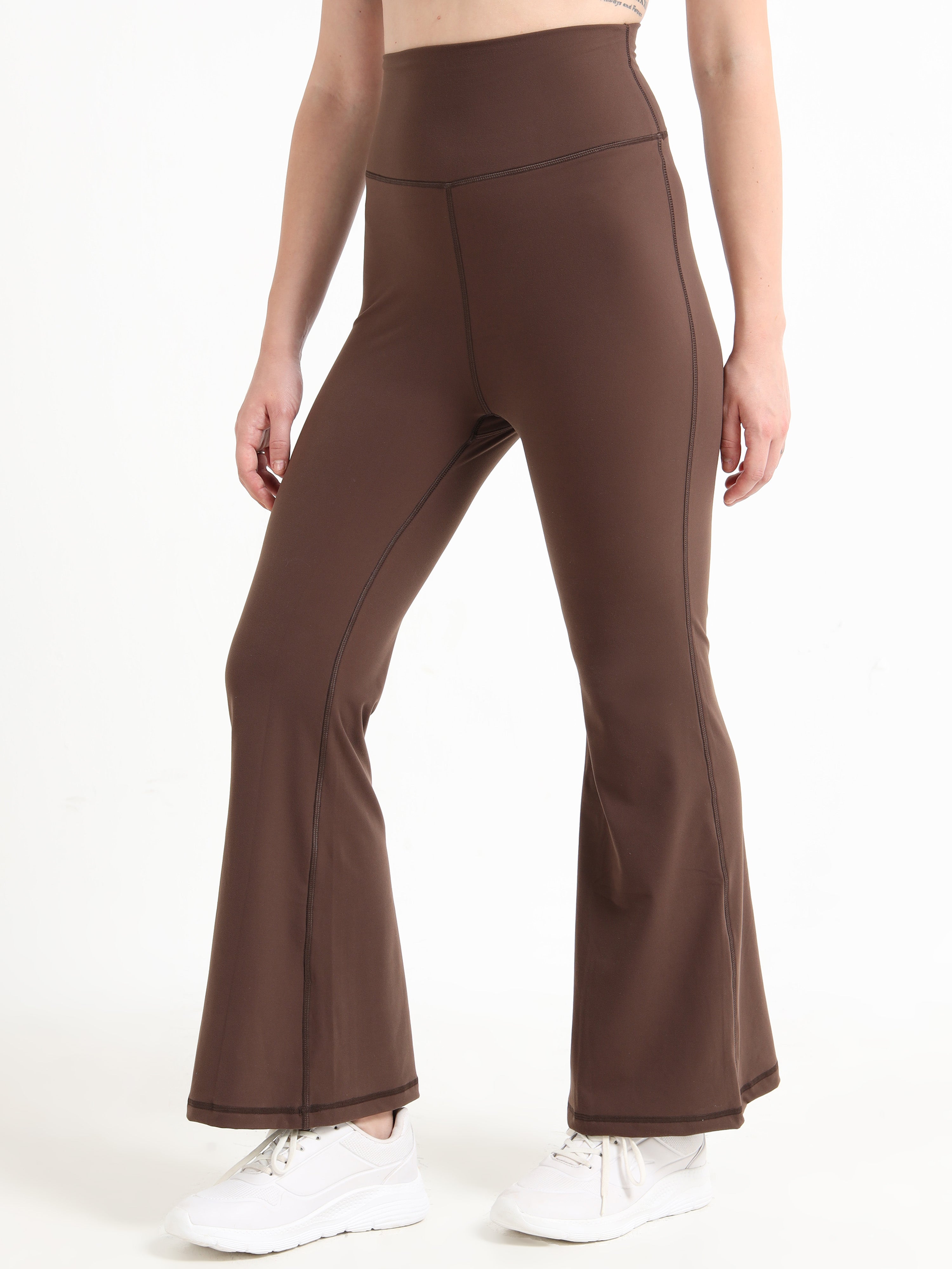 FLOW BROWN HIGH WAIST FLARED LEGGINGS