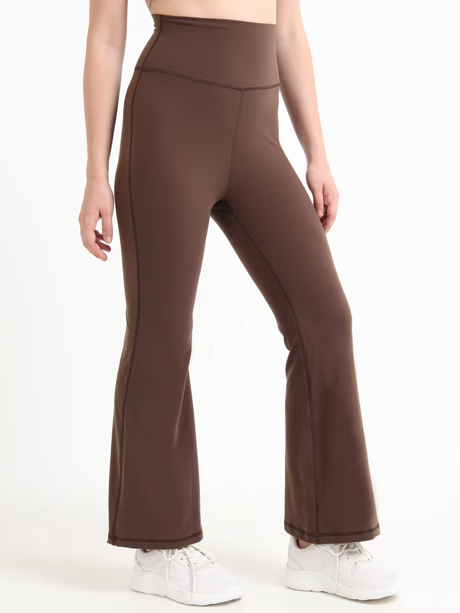 CHOCO BROWN HIGH WAIST FLARE PANTS