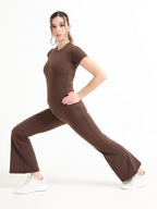 CHOCO BROWN HIGH WAIST FLARE PANTS